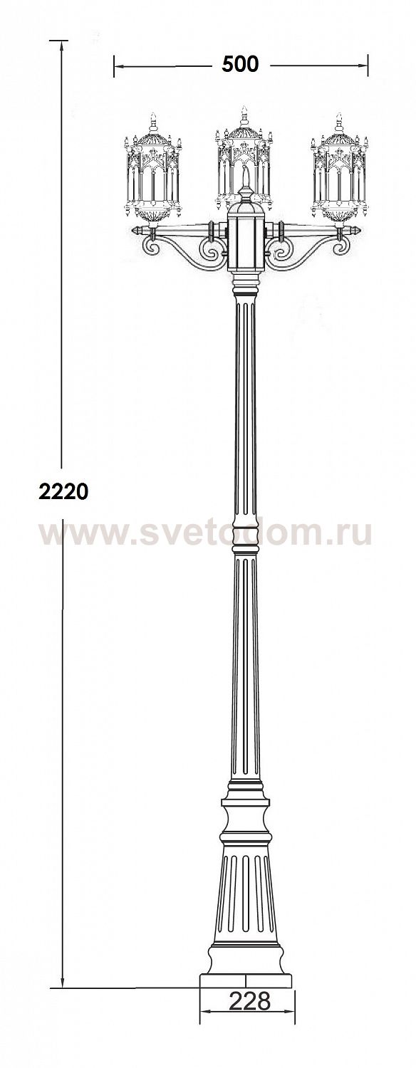 Светильник столб уличный 3 фонаря Oasis Light 89909SB Bl