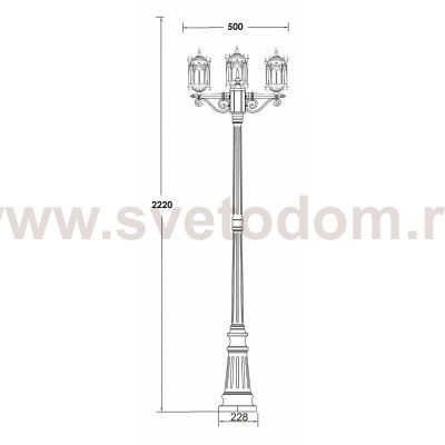 Светильник столб уличный 3 фонаря Oasis Light 89909SB Bl