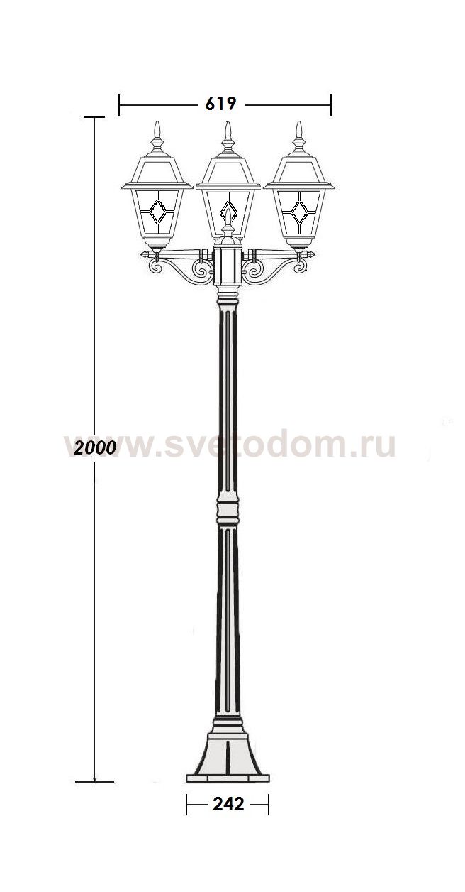 Светильник столб уличный 3 фонаря Oasis Light 91108B lgG Bl