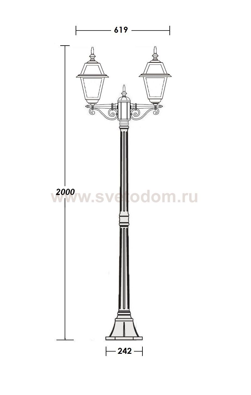 Светильник столб уличный 2 фонаря Oasis Light 91108fSA Bl