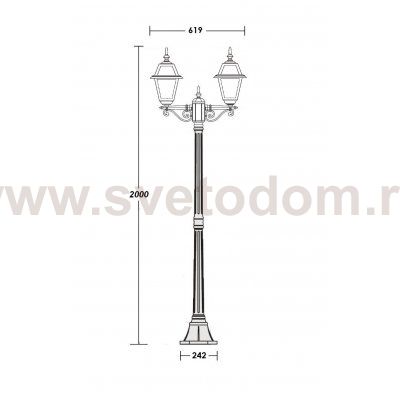 Светильник столб уличный 2 фонаря Oasis Light 91108fSA Bl