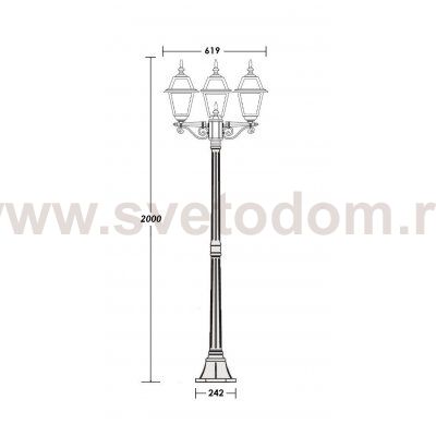 Светильник столб уличный 3 фонаря Oasis Light 91108fSB Bl