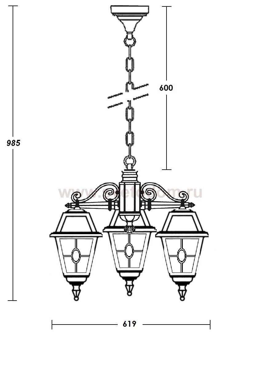 Люстра 3 рожка Oasis Light 91170/3 lgY Bl