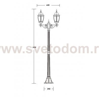 Светильник столб уличный 2 фонаря Oasis Light 91208LA Bl