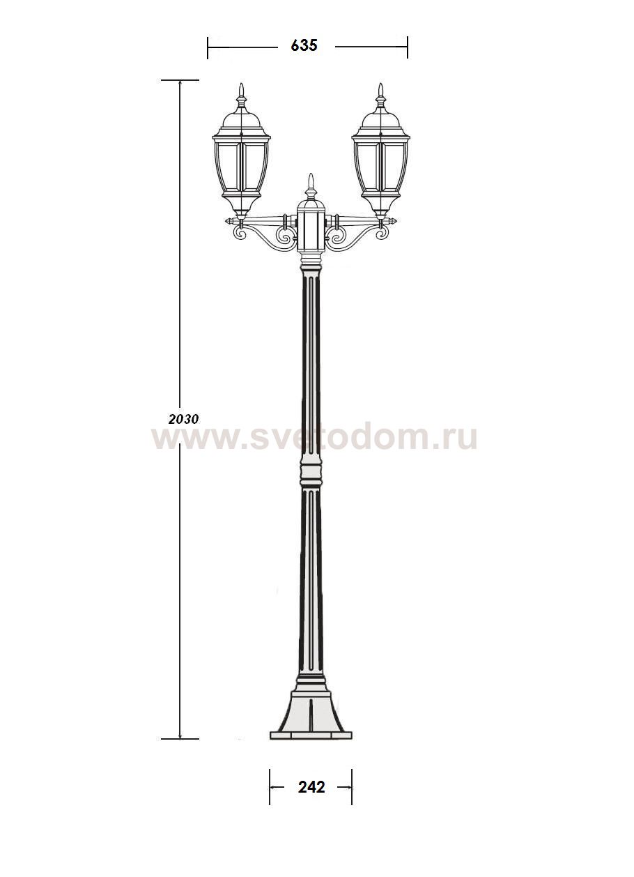 Светильник столб уличный 2 фонаря Oasis Light 91208LA Gb