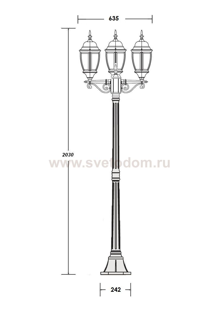 Светильник столб уличный 3 фонаря Oasis Light 91208LB Bl