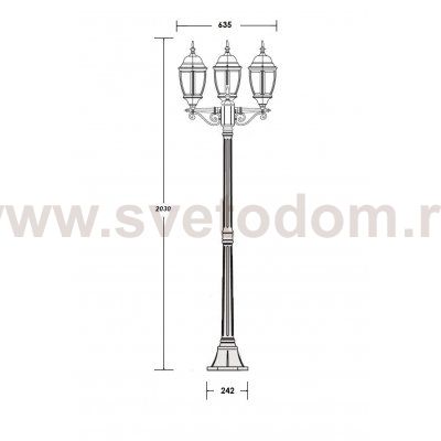 Светильник столб уличный 3 фонаря Oasis Light 91208LB Bl