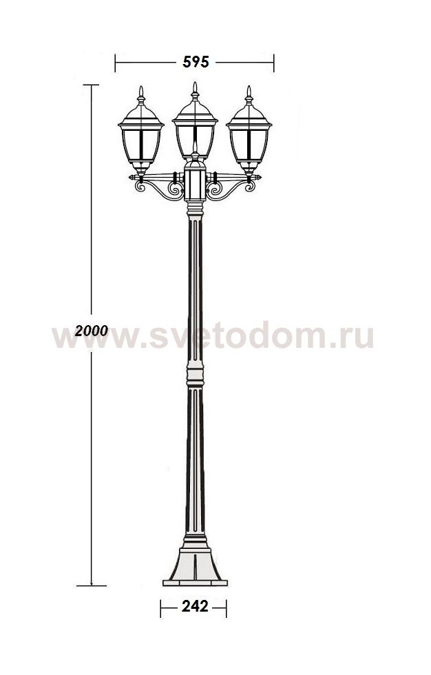 Светильник столб уличный 3 фонаря Oasis Light 91208SB Gb