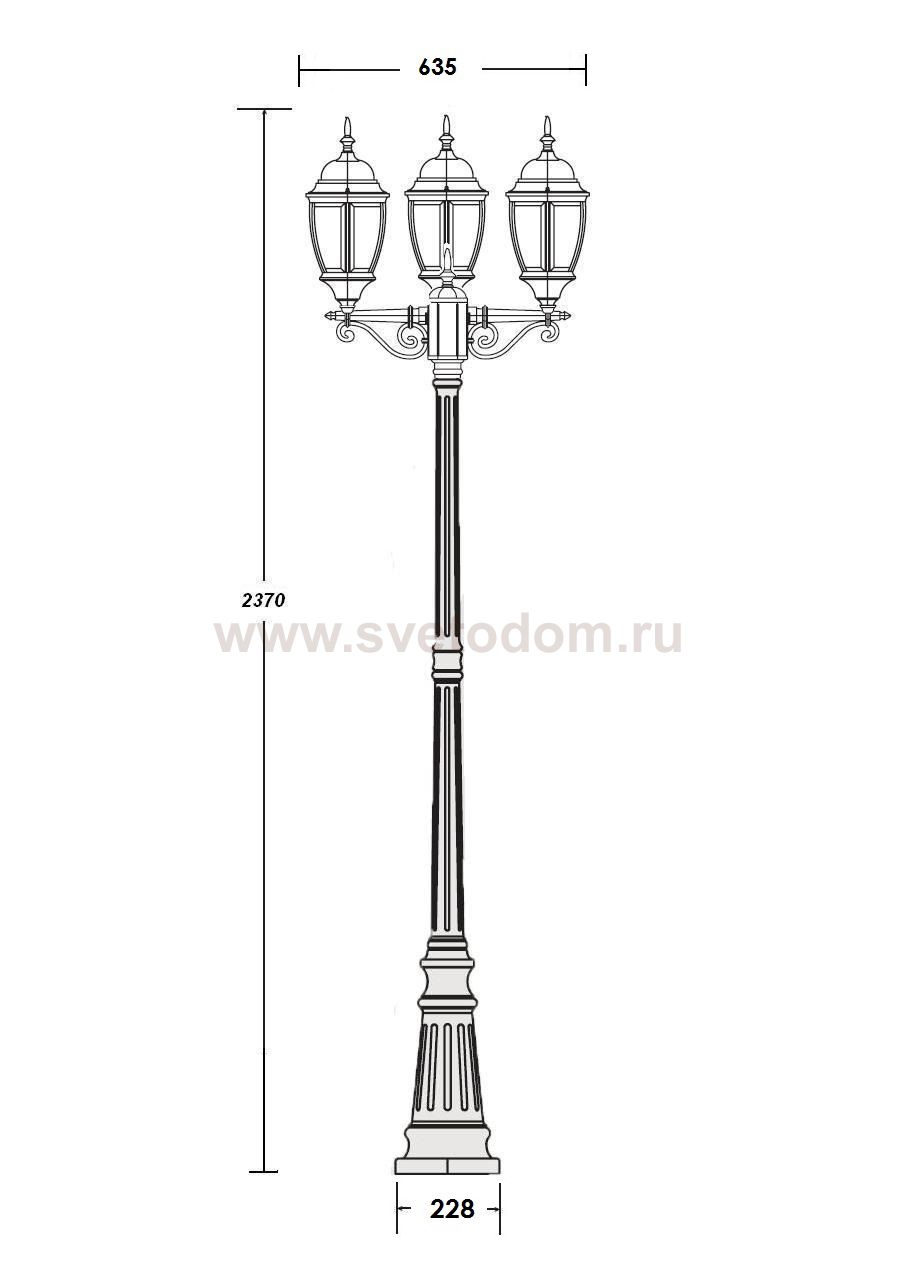 Светильник столб уличный 3 фонаря Oasis Light 91209LB Bl