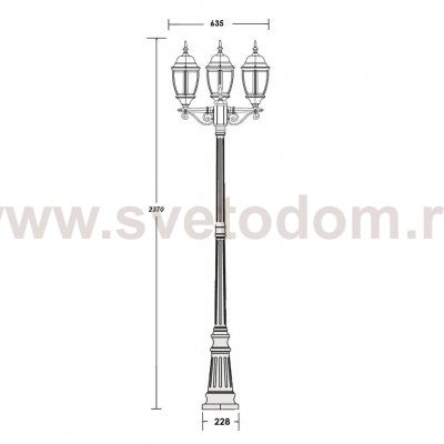 Светильник столб уличный 3 фонаря Oasis Light 91209LB Bl