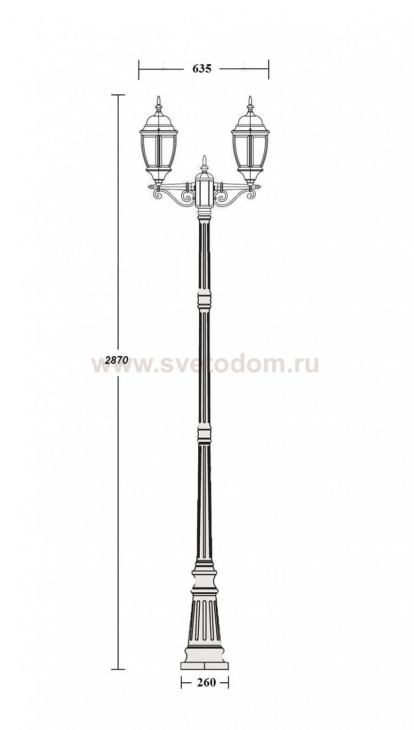 Светильник столб уличный 2 фонаря Oasis Light 91210LA 18 Bl