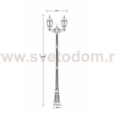 Светильник столб уличный 2 фонаря Oasis Light 91210LA 18 Bl