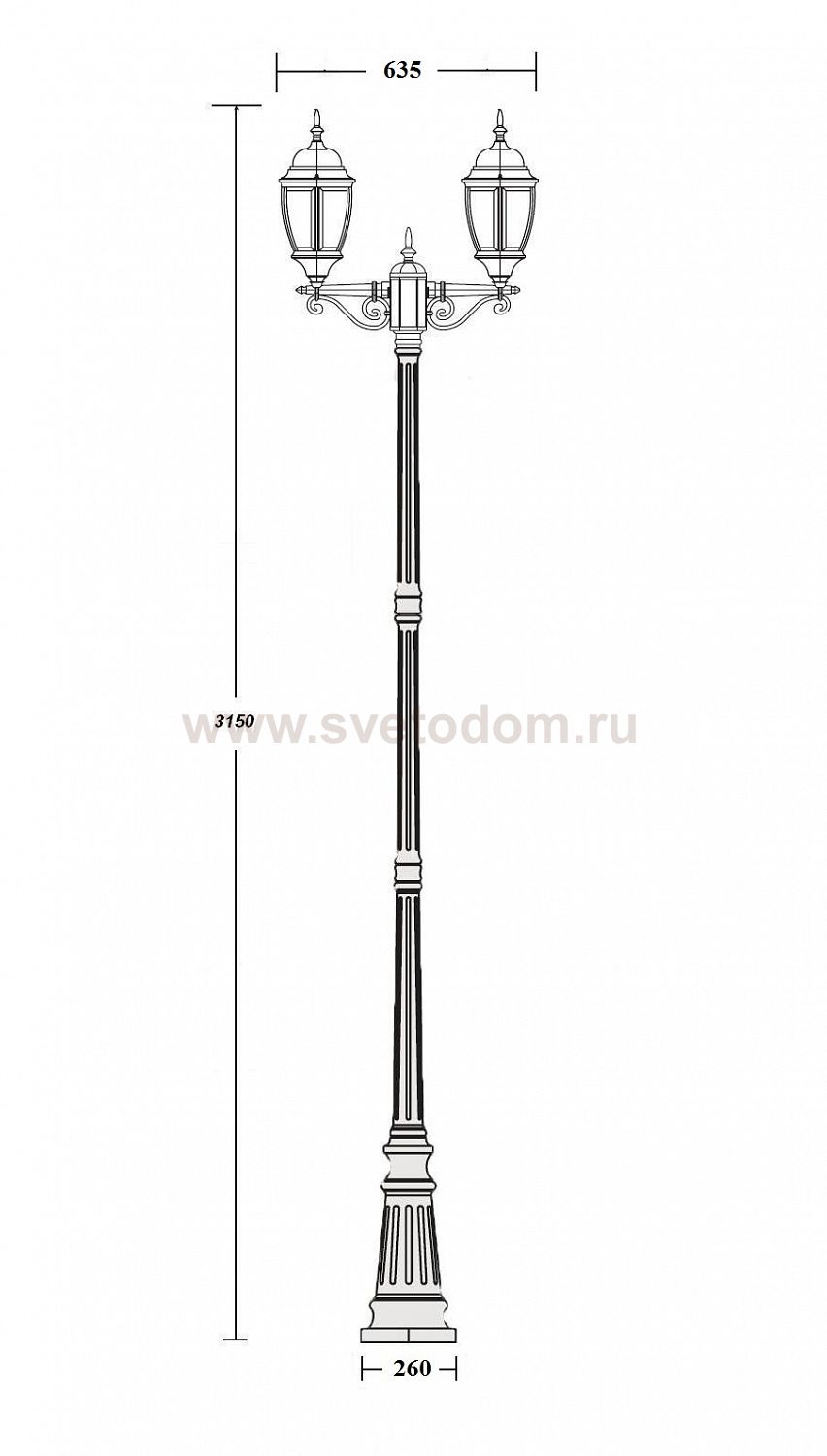 Светильник столб уличный 2 фонаря Oasis Light 91210LA 21 Bl 