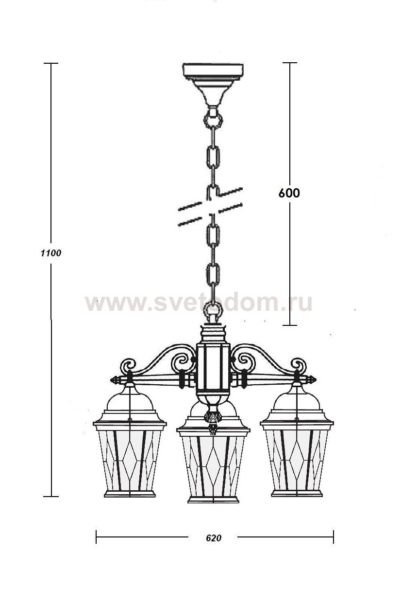 Люстра 3 рожка Oasis Light 91470M/3 Gb ромб