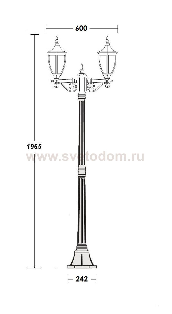Светильник столб уличный 2 фонаря Oasis Light 91508A Gb