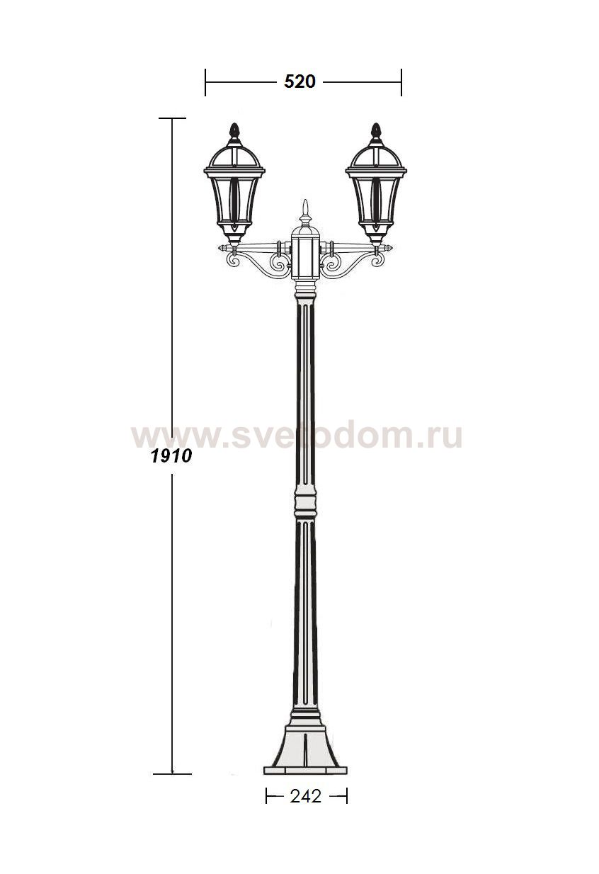 Светильник столб уличный 2 фонаря Oasis Light 95208SA Gb