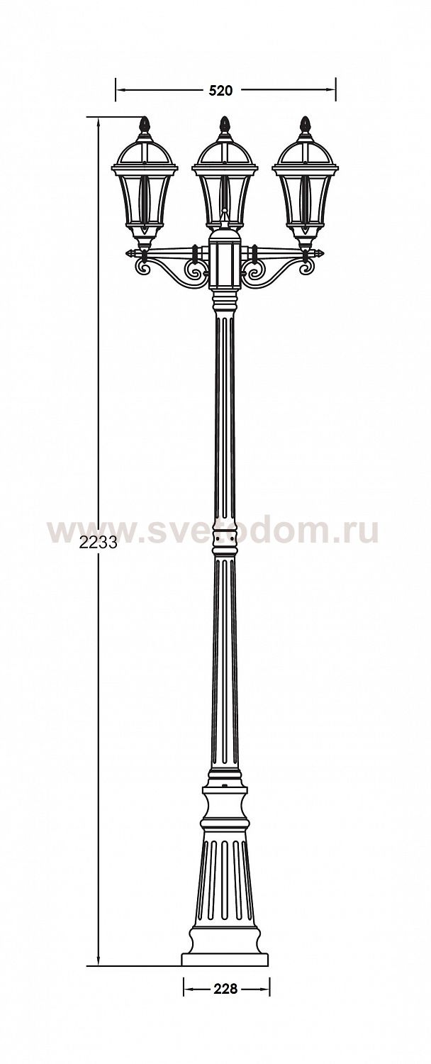 Светильник столб уличный 3 фонаря Oasis Light 95209SB Bl