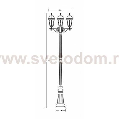 Светильник столб уличный 3 фонаря Oasis Light 95209SB Gb