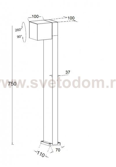 Светильник столб уличный Oasis Light W1938-1-750