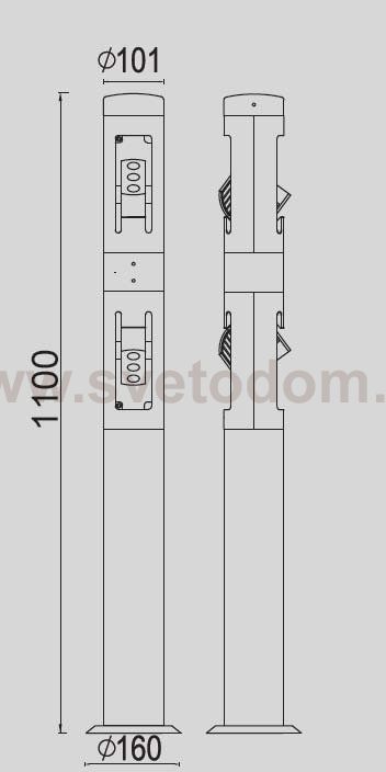 Светильник столб уличный 2 поворотных модуля Oasis Light W6142-2-1100