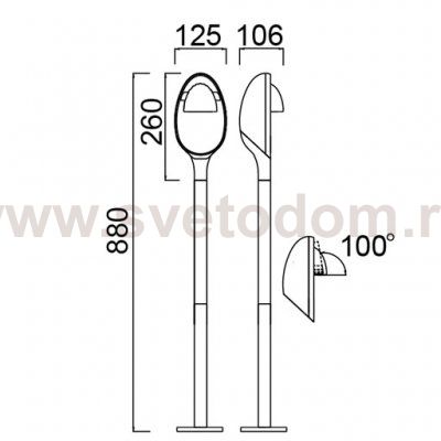 Светильник столб уличный 1 поворотный модуль Oasis Light W6161-880