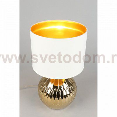 Настольная лампа золотая с белым абажуром Omnilux OML-16204-01 Abbadia