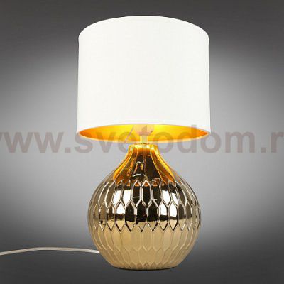 Настольная лампа золотая с белым абажуром Omnilux OML-16204-01 Abbadia