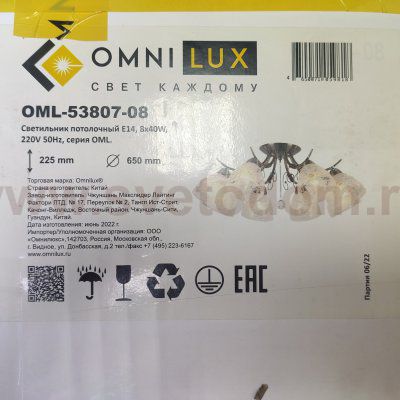 Люстра потолочная Omnilux OML-53807-08 Casagliana