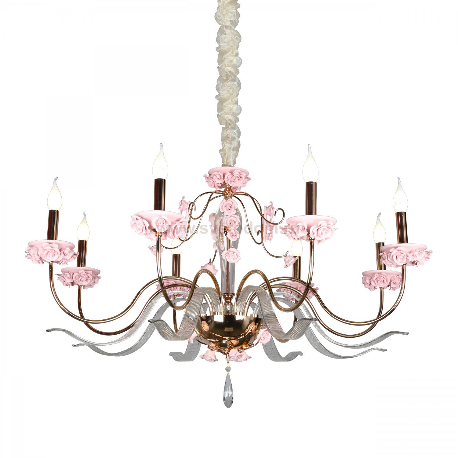 Люстра подвесная с розами Omnilux OML-70413-08 Muntiggioni
