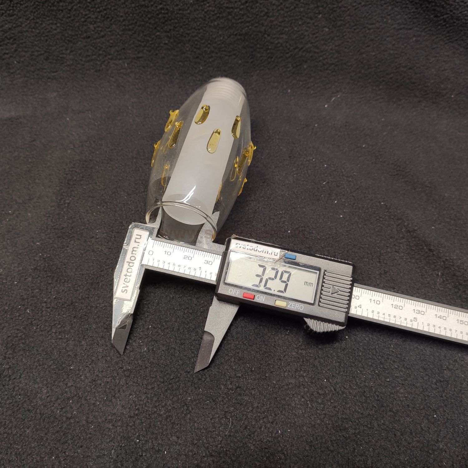 Плафон стекло двойное с декором 50*100мм с резьбой G9 20мм CL2012 Амбер