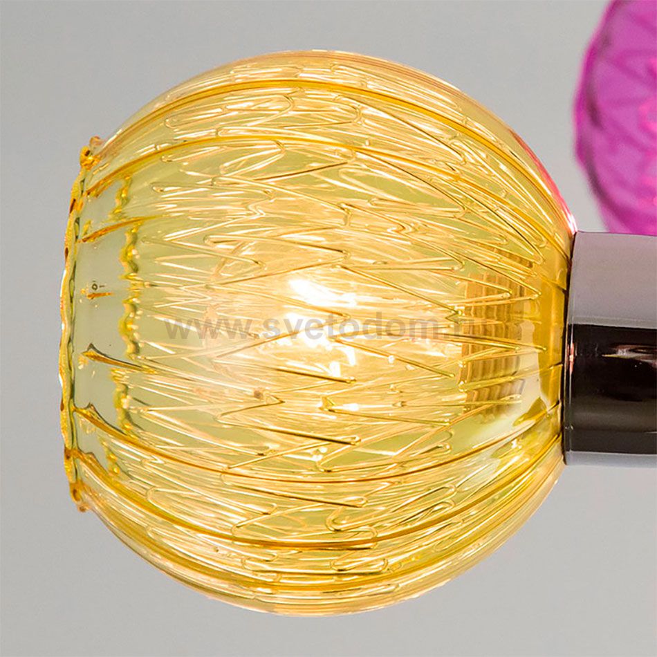 Плафон стекло шар желтый с пружиной 100мм Е14 (31мм посадка) CL604 Попурри