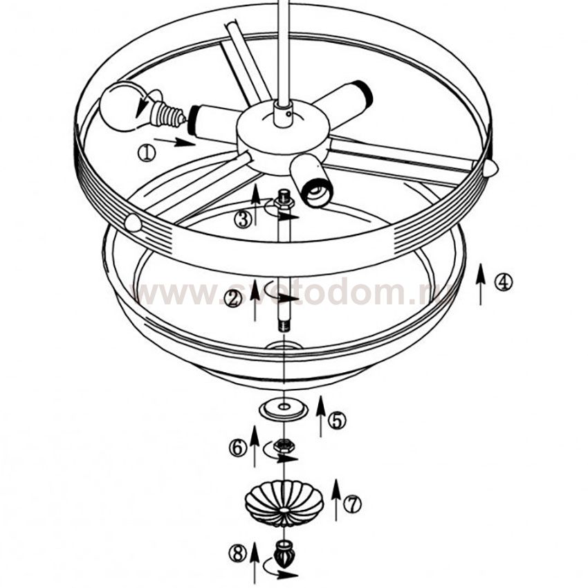 Плафон центральный стекло матовое шампань 600*90мм под стержень Somon 1004-60