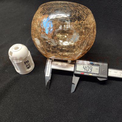 Плафон стекло битое янтарного цвета 125*90мм E14-27 (40мм посадка) Евро 3353 Libre