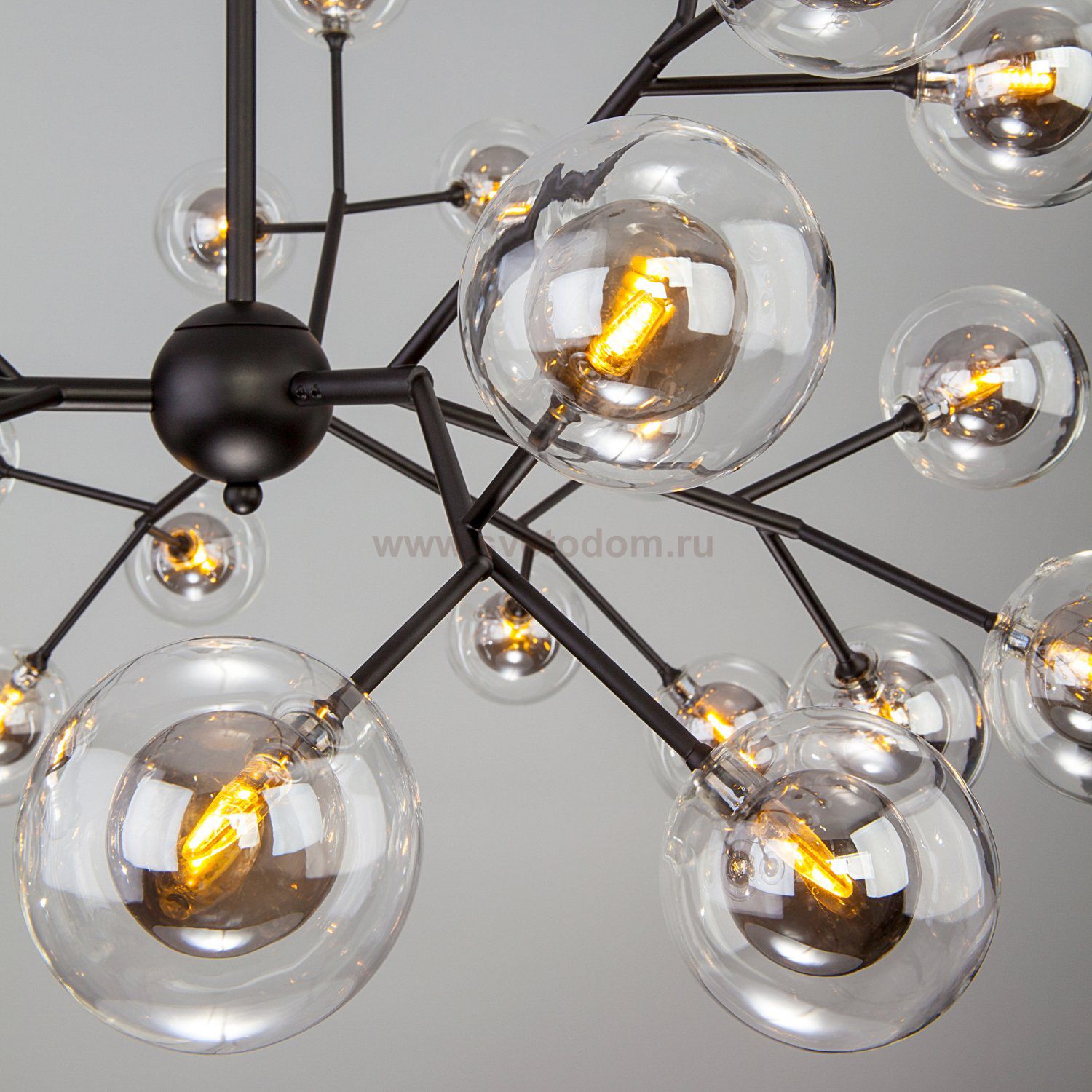 Плафон двойной стеклянный прозрачный + зеркальный шарик 80мм G4 (посадка 12мм) для светильника 545 / 544