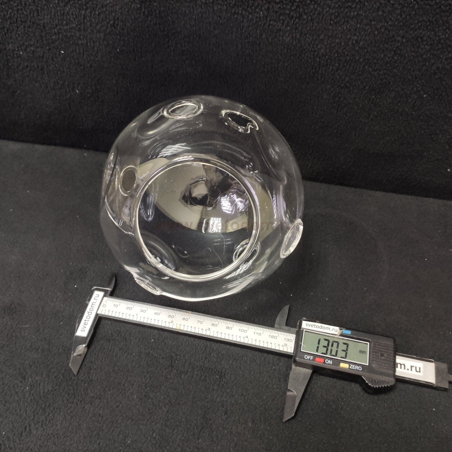 Плафон стекло прозрачный с отверстиями 130мм (62мм посадка) SLE102501 BACA