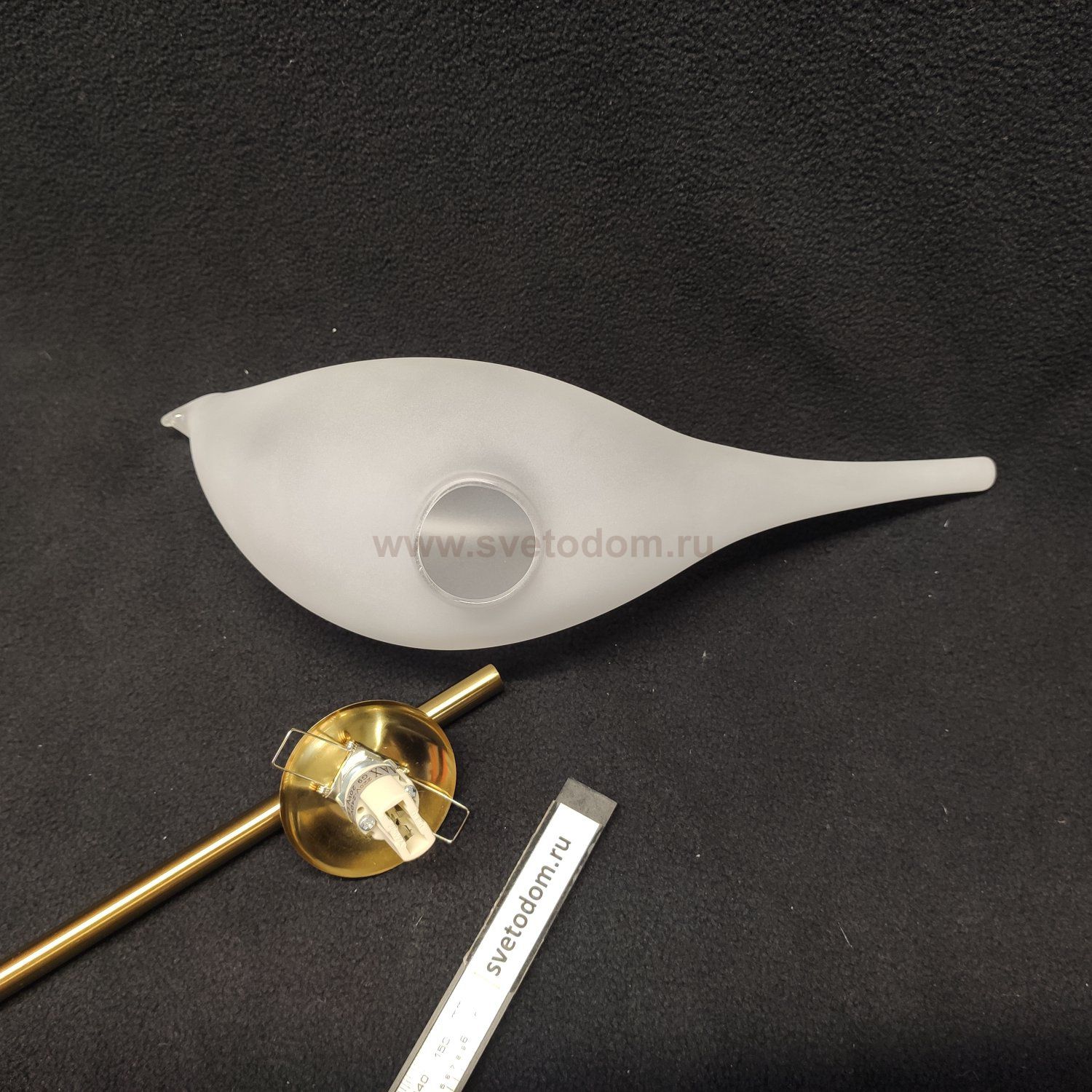 Плафон стекло матовое в виде птички 85*275мм под пружины 30мм G31213 Gerhort