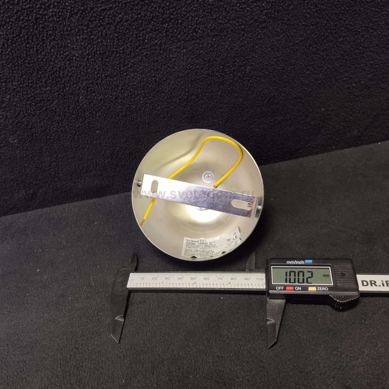 Потолочная чаша основание для светильника с зажимом для провода в цвете ХРОМ 100*65мм (1308)