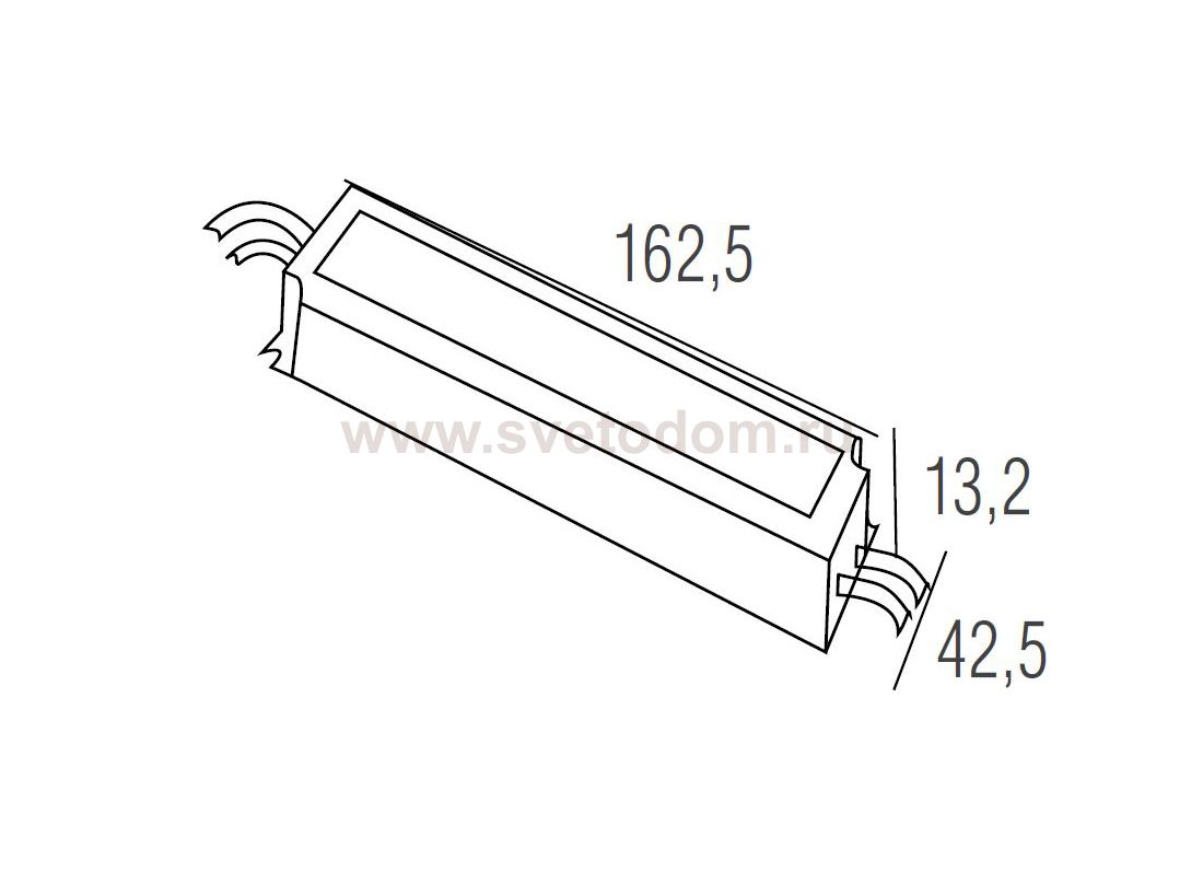 Блок питания LPV-60-24 24V 2.5A 60W, размер: 162.5x42.5x32мм, IP67