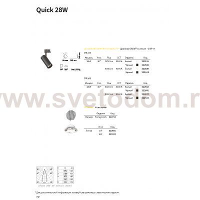 Ideal Lux QUICK 28W CRI90 3000K ON-OFF WH
