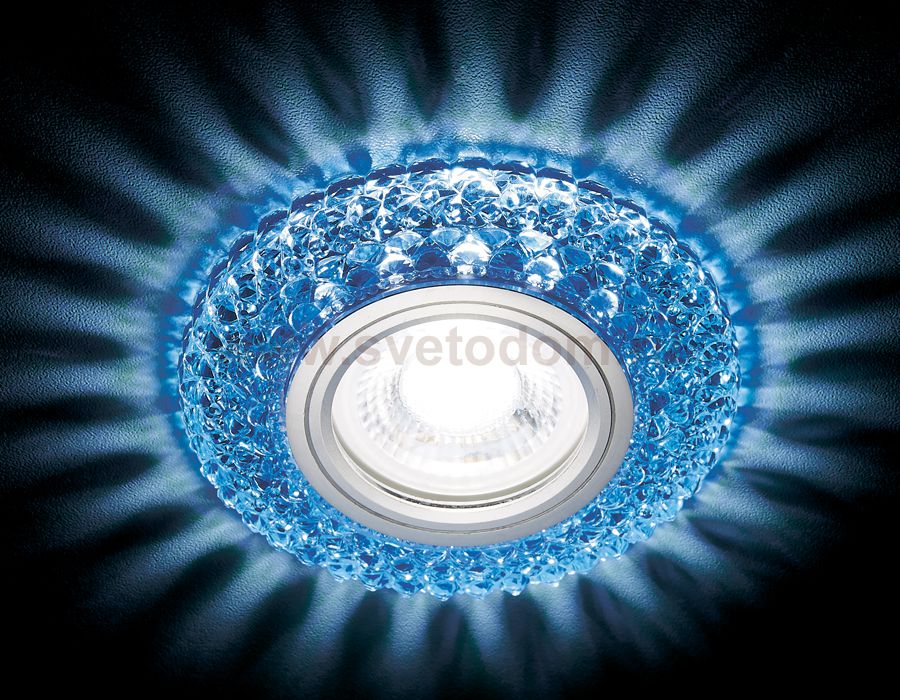 Светильник точечный Ambrella S291 BL хром/голубой хрусталь/MR16+3W(LED COLD) COMPO SPOT