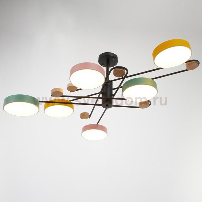 Люстра 625355/6 LED 78Вт 3 режима 3000-6000К черный 96х96х33 см