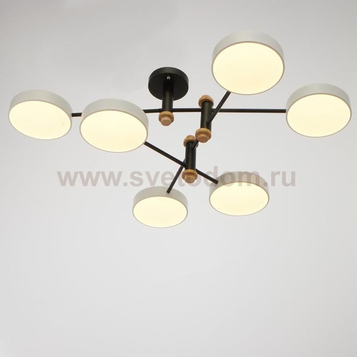 Люстра 625359/6 LED 78Вт 3 режима 3000-6000К черный-белый 85х85х30 см