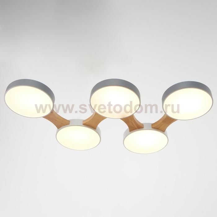 Люстра 625360/5 LED 65Вт 3 режима 3000-6000К светлое дерево 80х47х5 см
