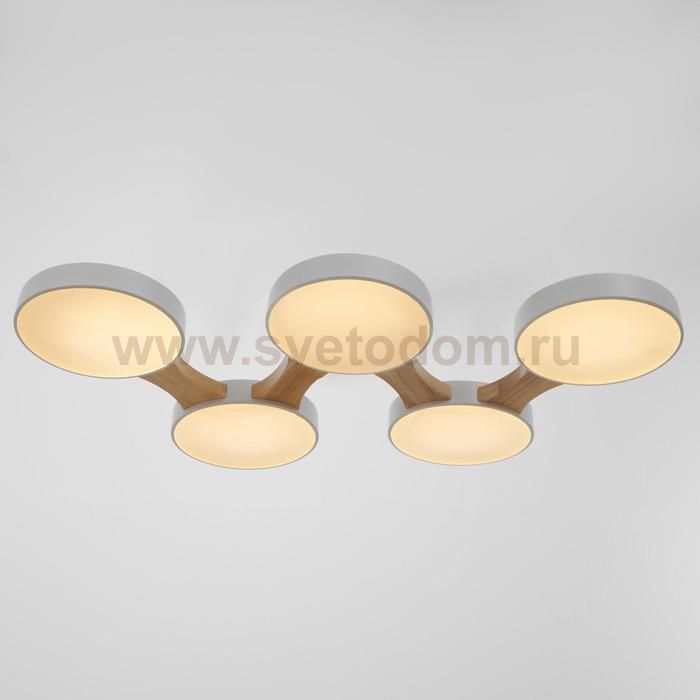 Люстра 625361/5 LED 65Вт 3 режима 3000-6000К светлое дерево 80х47х5 см