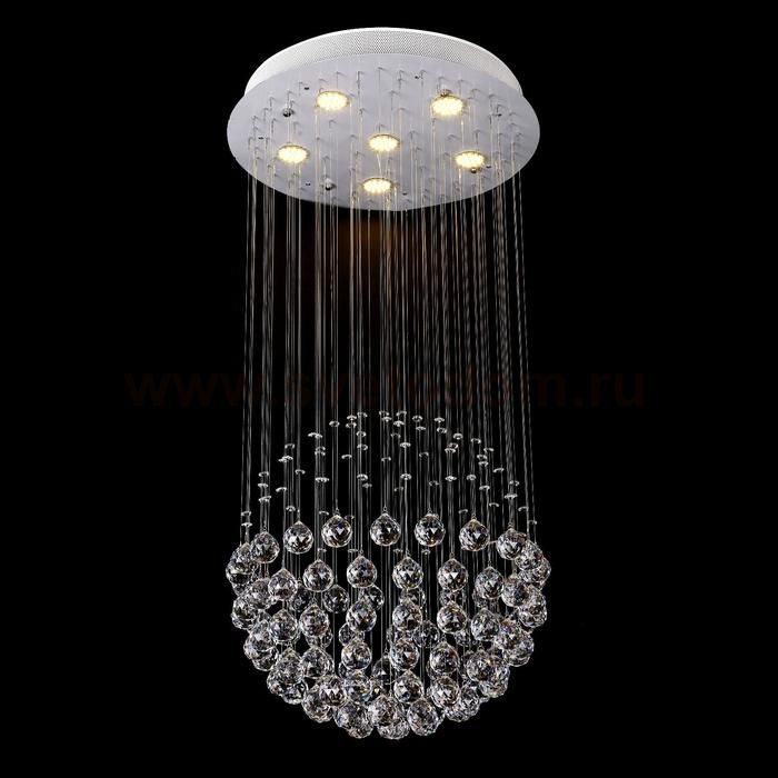 Люстра хрустальная каскадная 671305/6 GU10 хром 45х45х60см