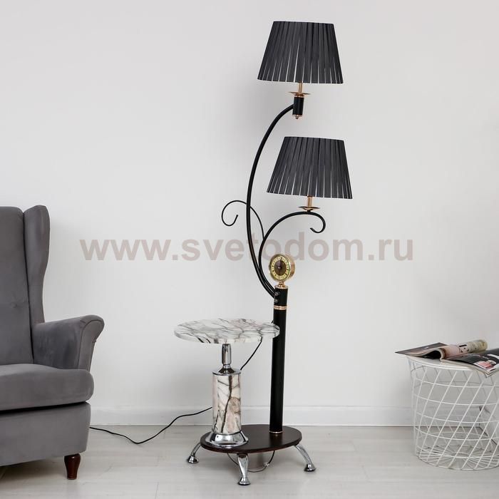 Торшер с часами 4416225T/2 E27 40Вт черный-белый 63х55х172 см