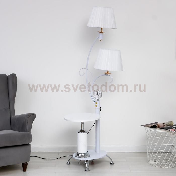 Торшер с часами 4416226T/2 E27 40Вт белый 63х55х172 см