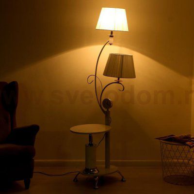 Торшер с часами 4416226T/2 E27 40Вт белый 63х55х172 см