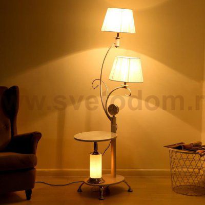 Торшер с часами 4416226T/2 E27 40Вт белый 63х55х172 см