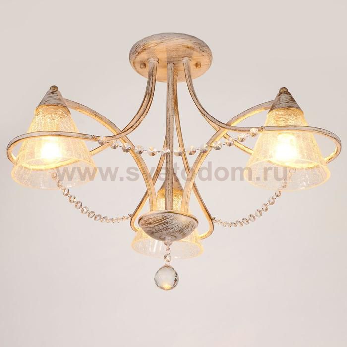 Люстра 669611/3 Е14 40Вт белый патинированное золото 59х59х44 см